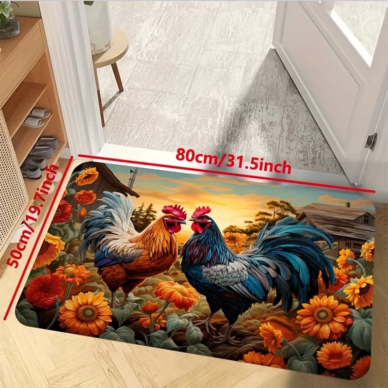Tappeto Antiscivolo Lavabile per Cucina con Design Gallo, Tappetino per Camera da Letto, Soggiorno, Cucina, Bagno, Regalo di Natale