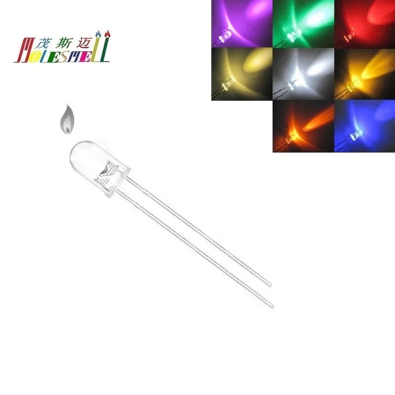 10 pz 5mm LED Sfarfallio Rosso Giallo Blu Verde Bianco Arancione Rosa Bianco caldo Rosa Acqua Lente Trasparente Candela Sfarfallio Diodi Luce