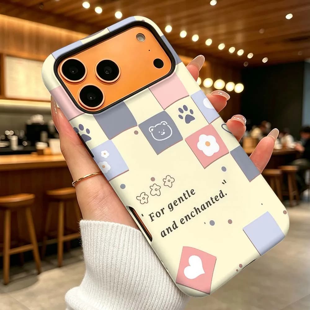 Luxury Striped Grid Phone Case For iPhone 17 Air 16 16e 15 14 13 12 11 XS Pro Max Plus 2-in-1 Film Anti-Drop Hard Funda