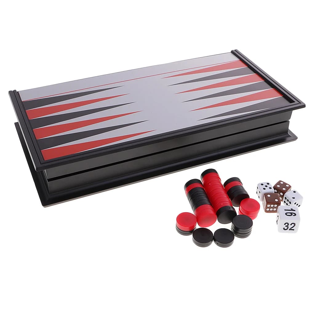Folding Magnetic Backgamon Board Game Plastic Chess Board Set for Kids Travel Games and Fun