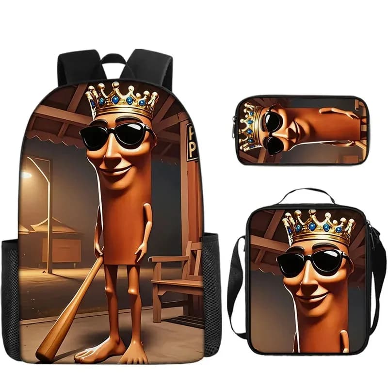 Tung Sahur Backpack Schoolbag Lunch Bag Pencil Case Set Gift for Kids Students