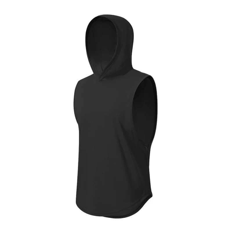 Canotta con cappuccio fitness tinta unita Canotta estiva da uomo Solid Muslce Shirt Felpe con cappuccio Cotone vuoto Bodybuilding Gilet senza maniche Canottiere da allenamento