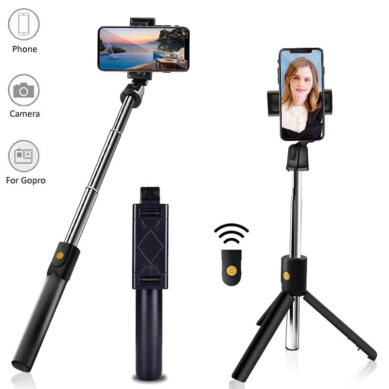 Mini selfie stick Bluetooth wireless pieghevole 3 in1 con otturatore mini treppiede retrattile remoto monopiede per iPhone Xiaomi Huawei