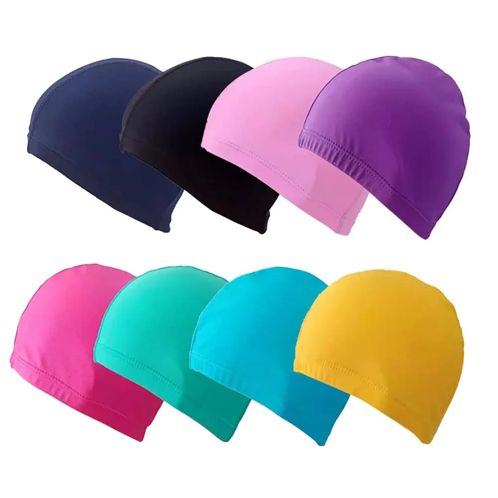 Cuffia da nuoto in silicone elastico con protezione per le orecchie, per capelli lunghi, cuffia sottile per allenamento e accessori da piscina