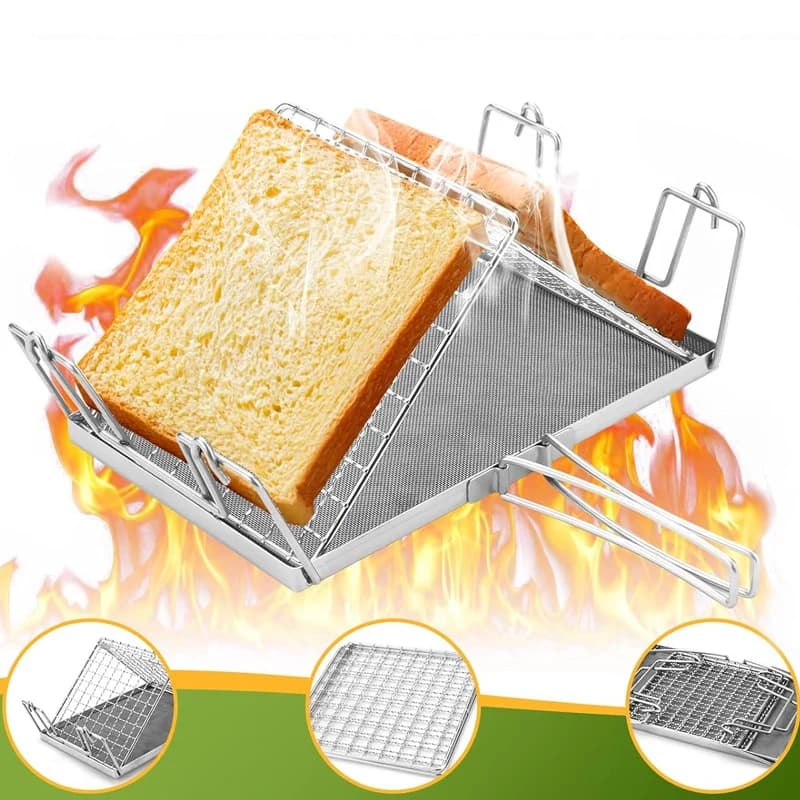 1PC Griglia per toast Griglia per toast Torta di riso al forno a casa Pesce alla griglia Pieghevole Griglia da campeggio esterna Griglia per rete