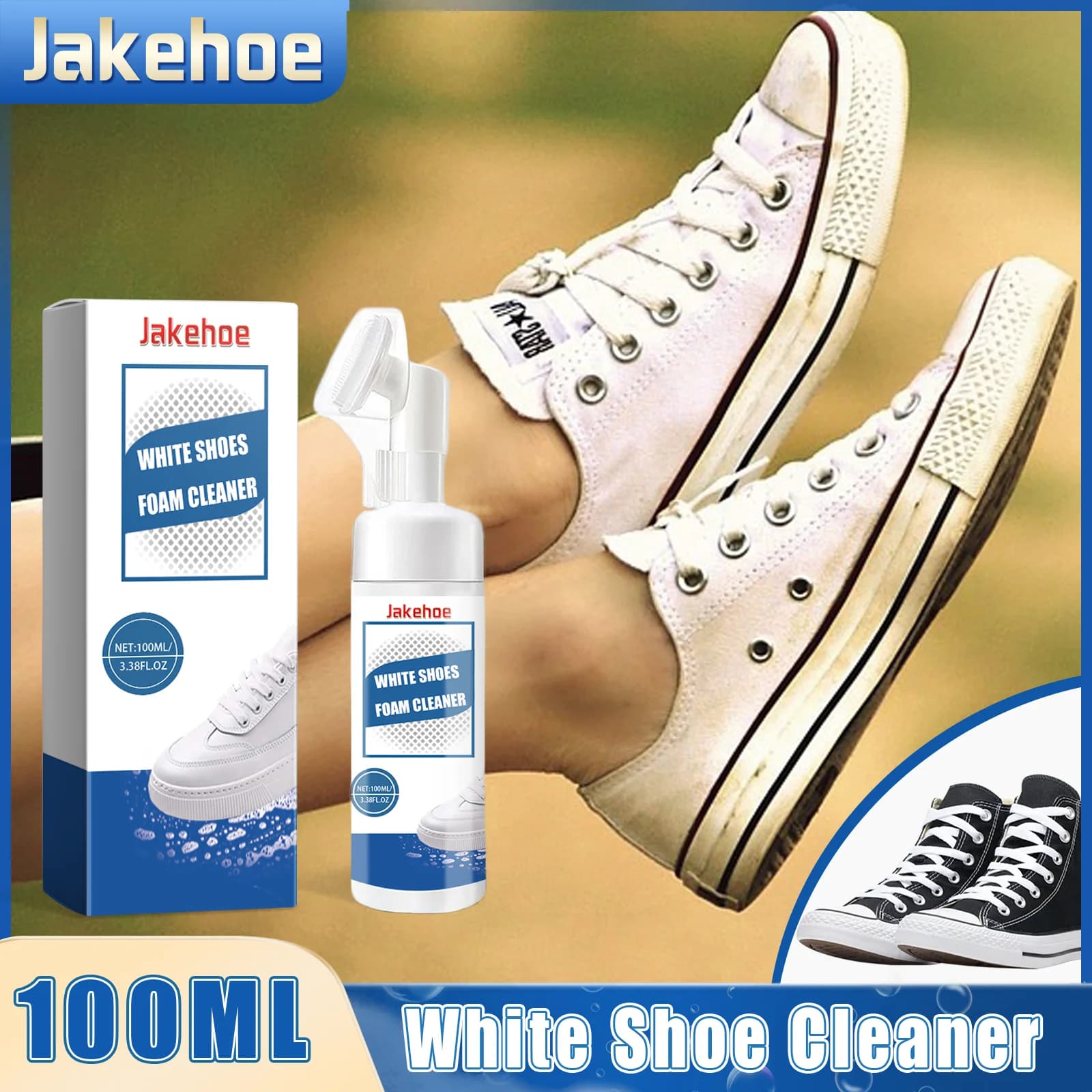 Schiuma per la pulizia delle scarpe bianca Pelle scamosciata Strumento per la pulizia profonda Macchia Ingiallimento Kit portatile per la cura delle calzature Include testina