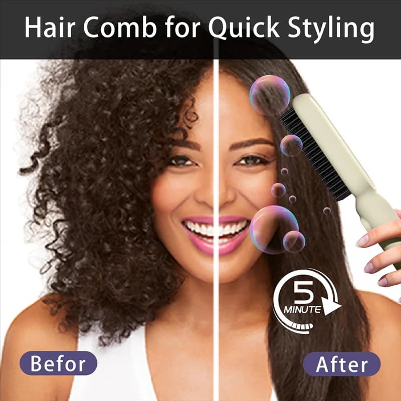 SANQ hair plate comb with LED display, 5 temperature settings and 30S rapid heating, hot comb to smooth double voltage EU P