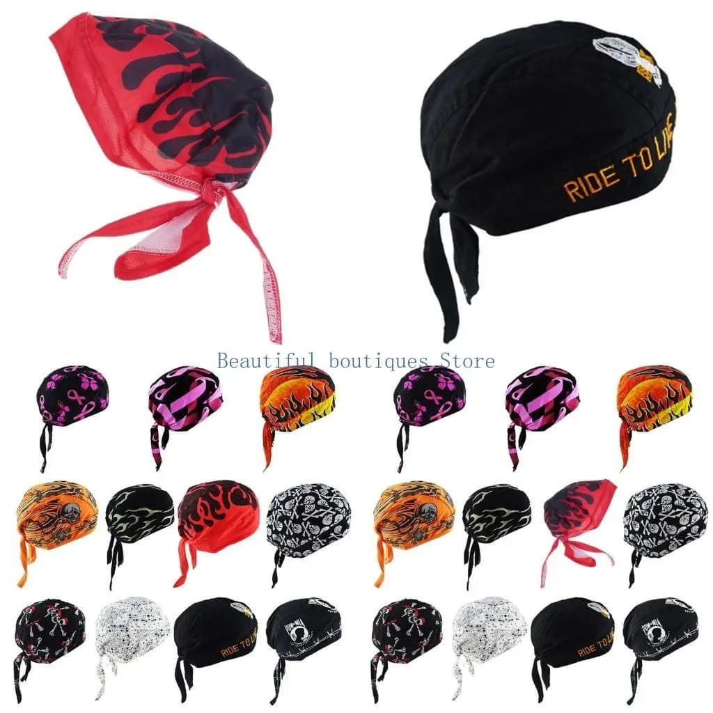 U4LF Berretto con teschio Cappello da pirata Bandana da ciclismo in cotone Motociclista Testa raffreddamento