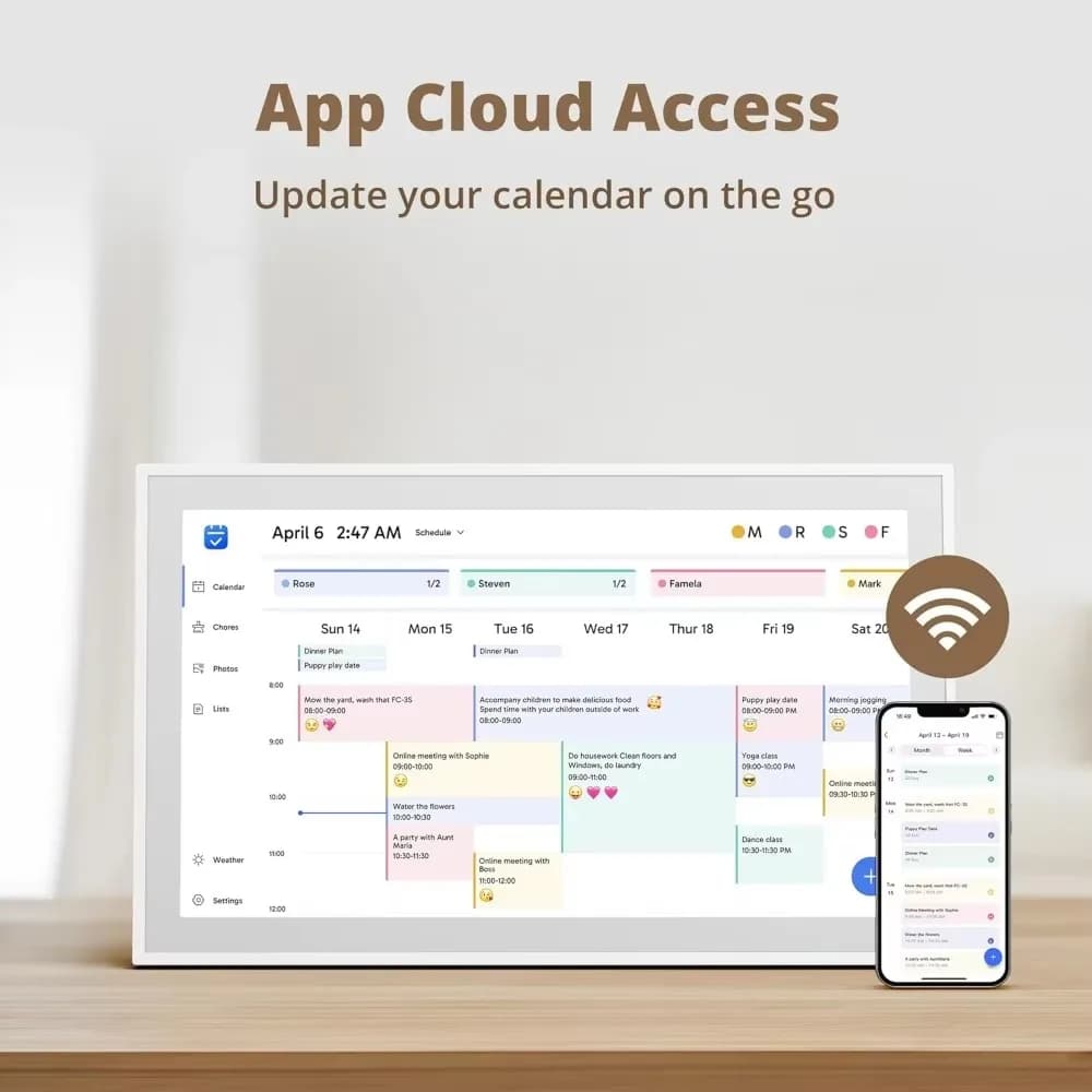 Hindetel Calendario con cornice per foto digitale intelligente da 10 pollici, ricorda la riproduzione video con touchscreen