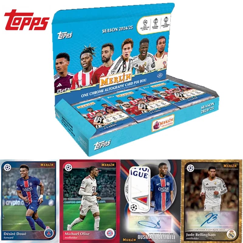 Nuovo set di carte Topps Merlin UCC 2024-25, oggetti da collezione ufficiali della competizione del club UEFA, confezione regalo e giocattoli per tifosi di calcio Ultimate.