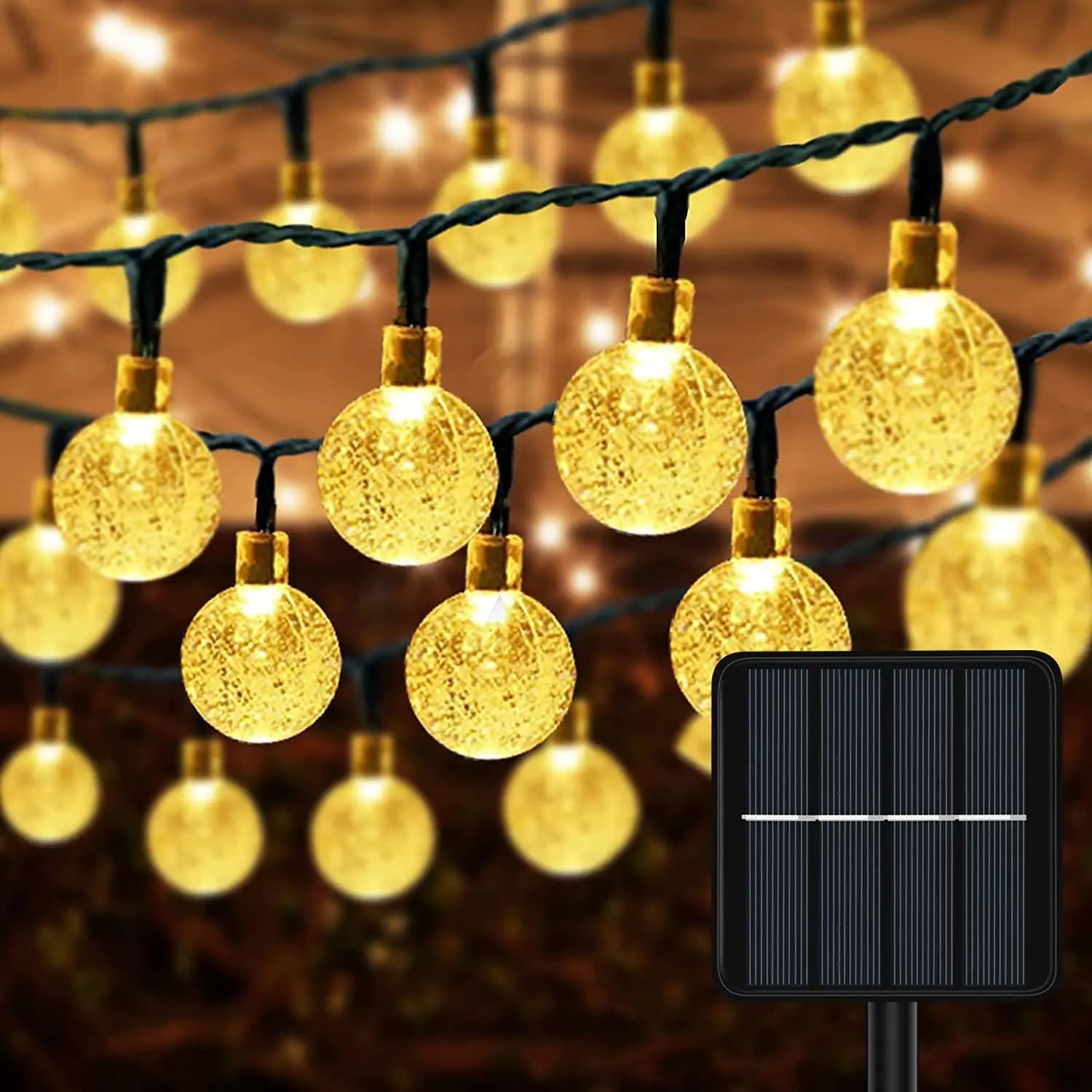 Luci a stringa solari a LED per esterni 20-100 LED Luci a globo di cristallo impermeabili Luce da giardino per decorazioni per alberi di Natale per feste in patio