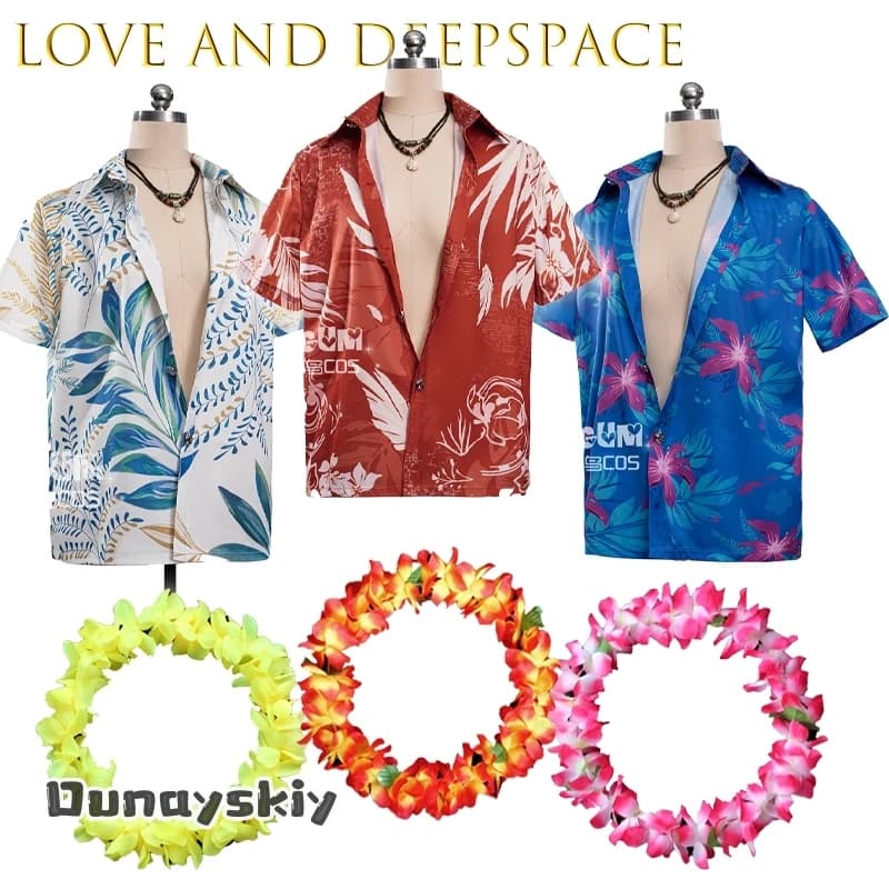 {Amanda Cos}ALove And Deepspace Rafayel Aster Zayne Sylus Caleb Beach Shirt T-shirt Cosplay Costume Summer Casual Anime Outfit