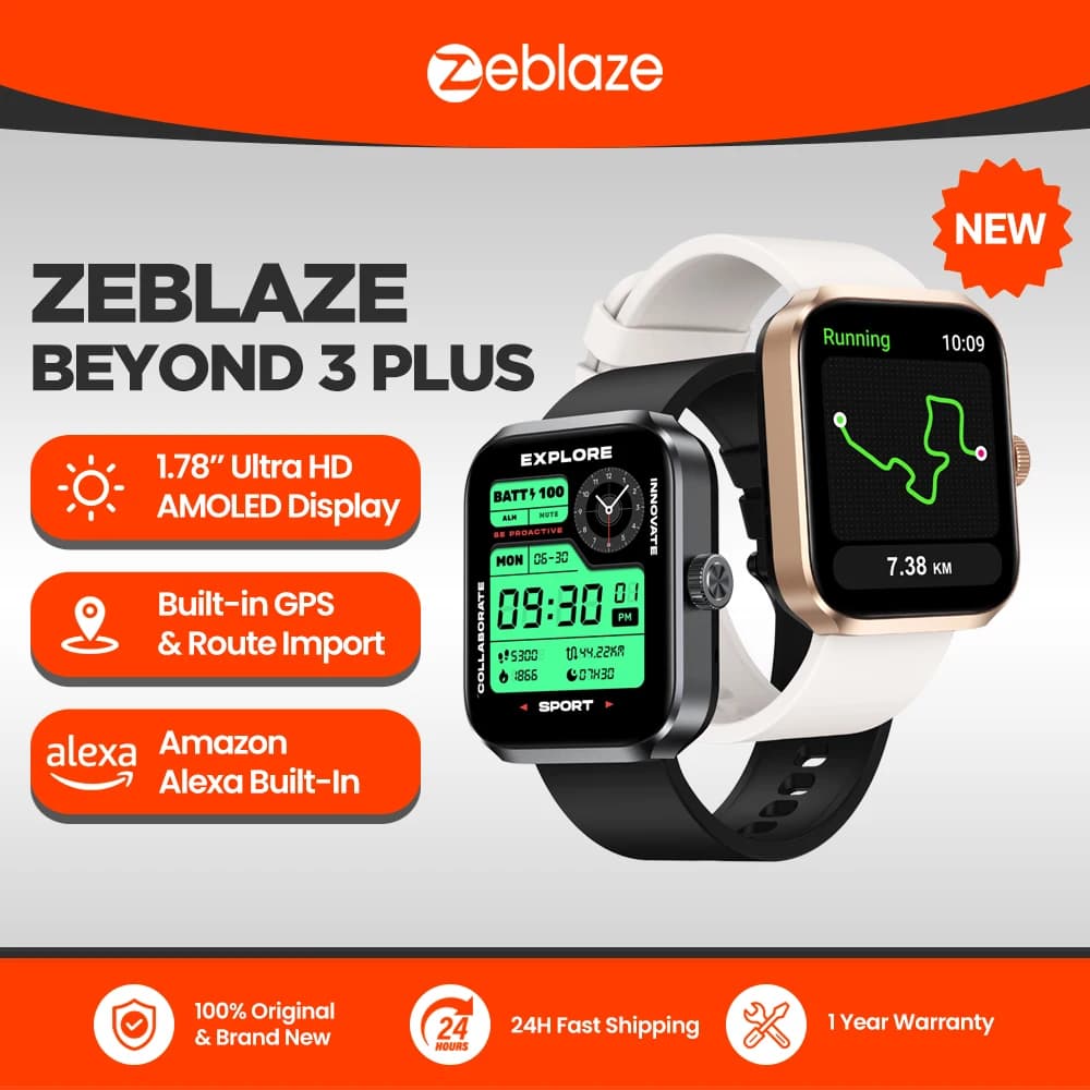 Smartwatch 2026 Zeblaze Beyond Plus GPS con Display AMOLED da 1,78'', Amazon Alexa Integrata, Chiamate Telefoniche, Impermeabile 3ATM