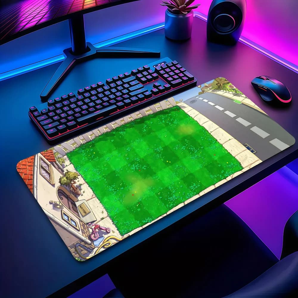 Tappetino per mouse P-Plants vs Z-Zombies Replanted Maps, antiscivolo, ispessito, grande, con bordi cuciti, per ufficio, studenti e gaming