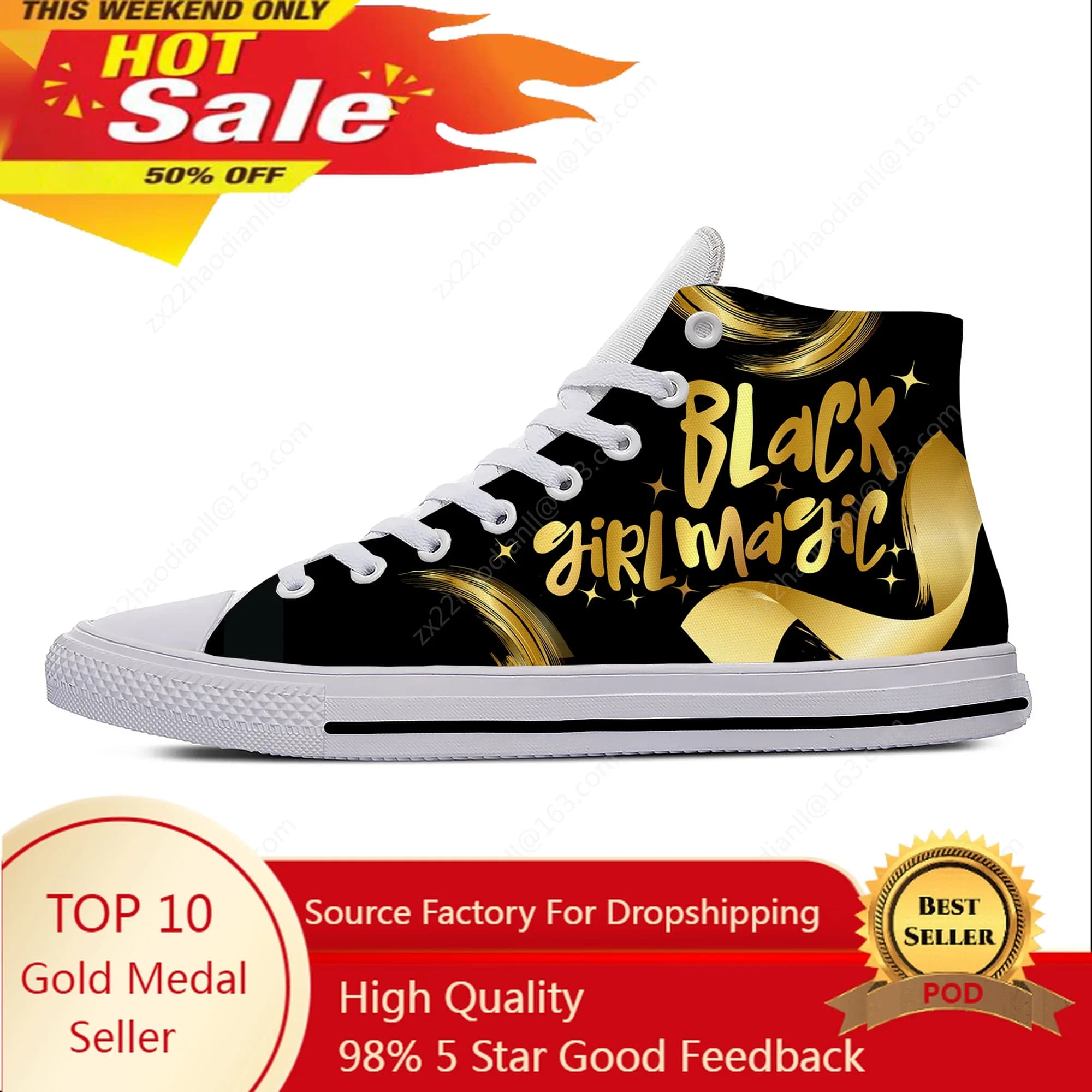 Black Girl Magic High Top Sneakers Uomo Donna Adolescente Scarpe casual Scarpe da corsa in tela Cosplay Stampa 3D Scarpa leggera
