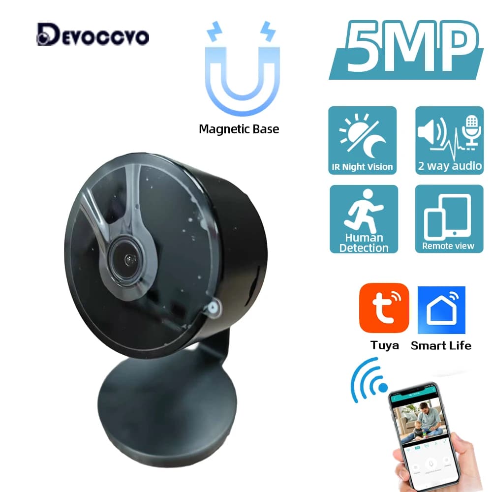 Wireless 5MP Tuya Telecamera magnetica Rilevazione umana CCTV Videocamera di sorveglianza Home Smart Life Wifi Security Baby Monitor Cam