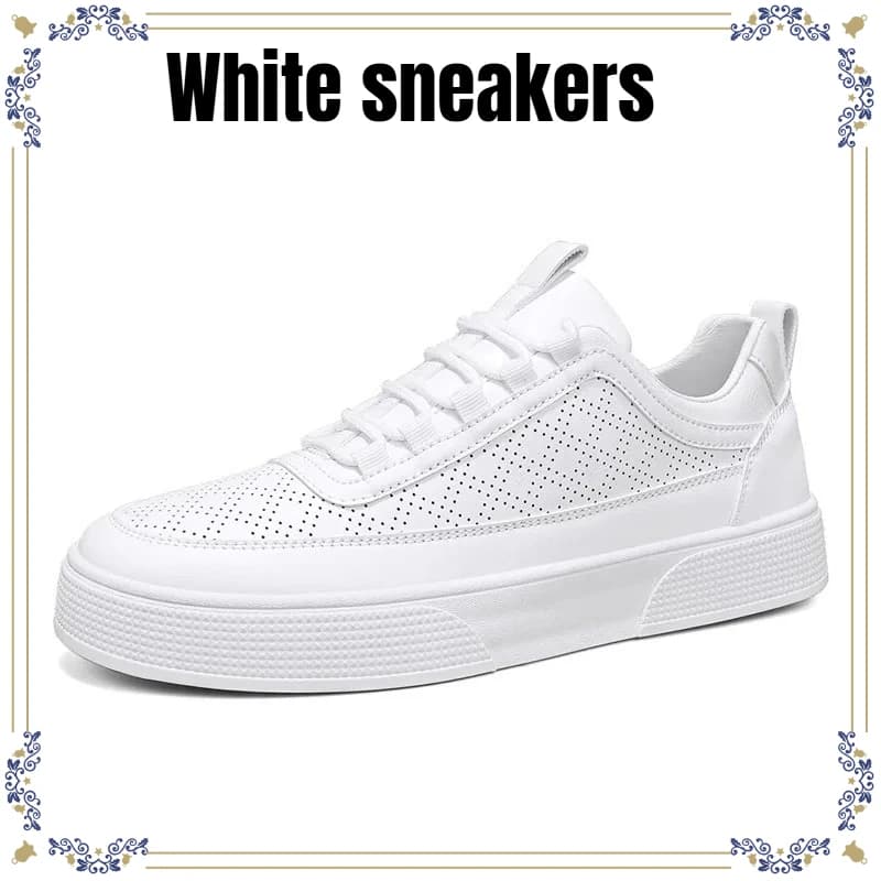 Sneakers Bianche alla Moda per Uomo con Suola Spessa, Nuove Scarpe Casual Traspiranti Antiscivolo, Versatili, Leggere e Comode