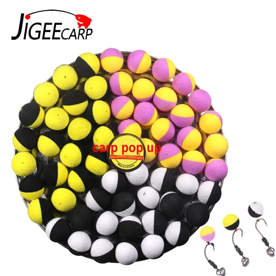 JIGEECARP 50/100PCS di Pesca Alla Carpa Pop Up al Colpo Boilies Esche Palla di Schiuma Carpa Esche Hair Rig Metodo di Ronnie Rig esche da pesca