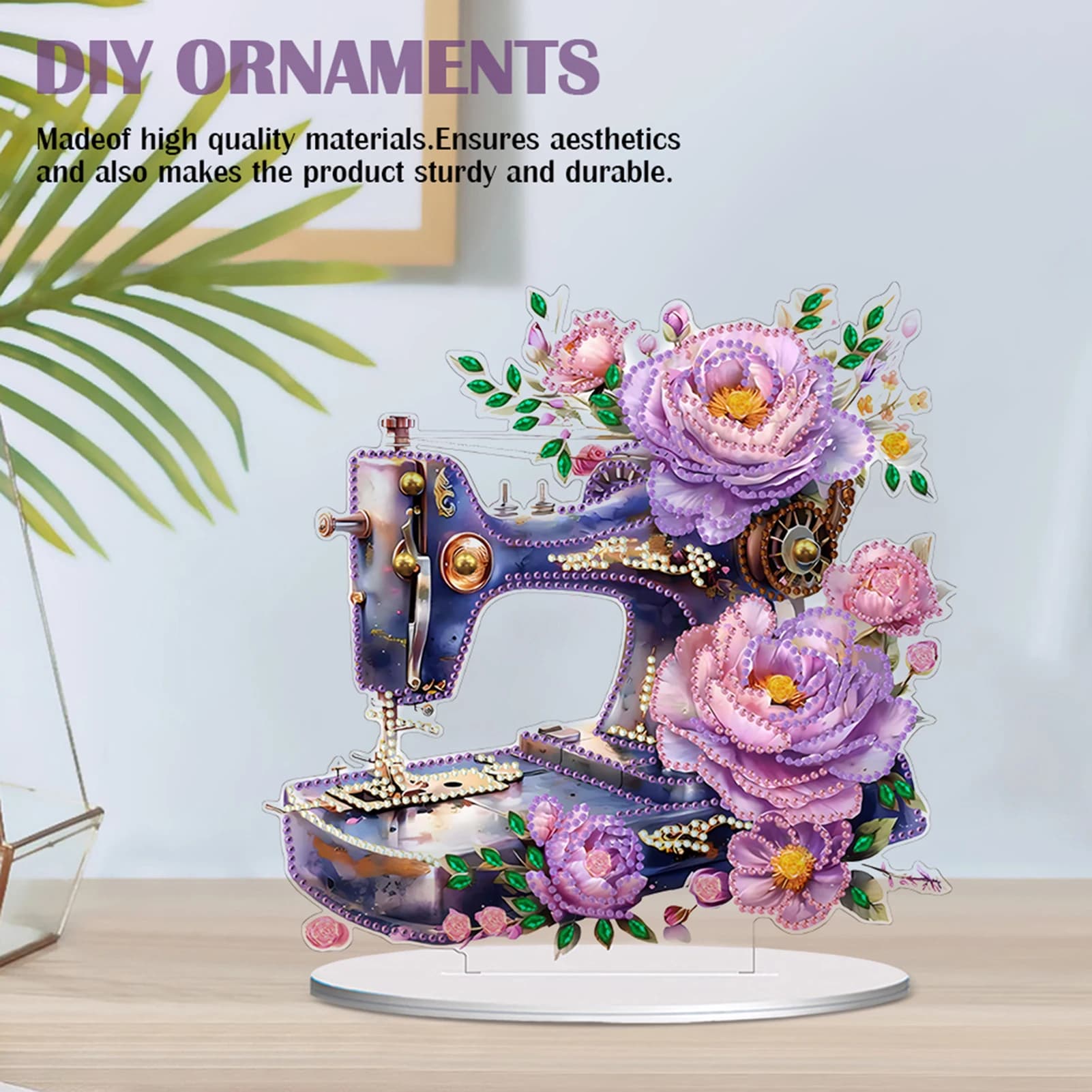 Double Sided Special Shaped Flower Sewing Machine Desktop Diamond Art Kits Diamond Painting Tabletop Ornament Bedroom Decoration
