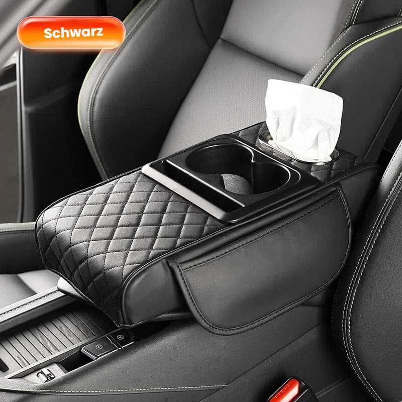 Imbottitura multifunzionale per bracciolo per auto con custodia per telefono con riser per gomito e scatola per fazzoletti - Organizzatore per interni auto