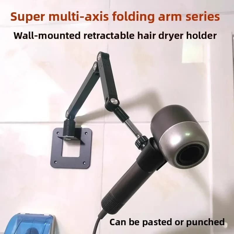 Wall Hanging Bracket for Hairdryer, Telescopic Lifting, Punching Paste, Bathroom Shower Enclosure without Nails