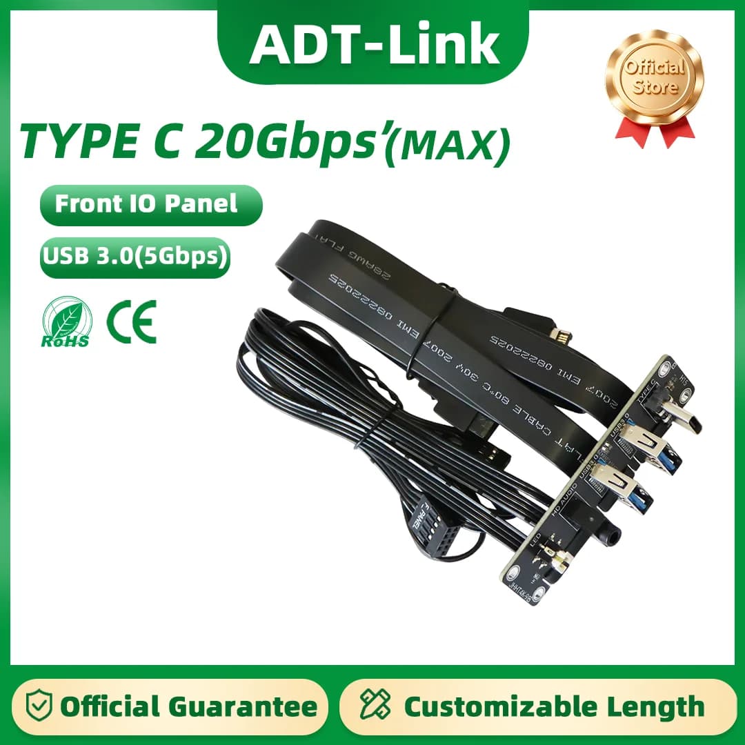 Front Panel IO Transfer Cable USB Type-A Type-C 20Gbps Audio Power Reset Switch Extension Cable Desktop Chassis Motherboard Wire