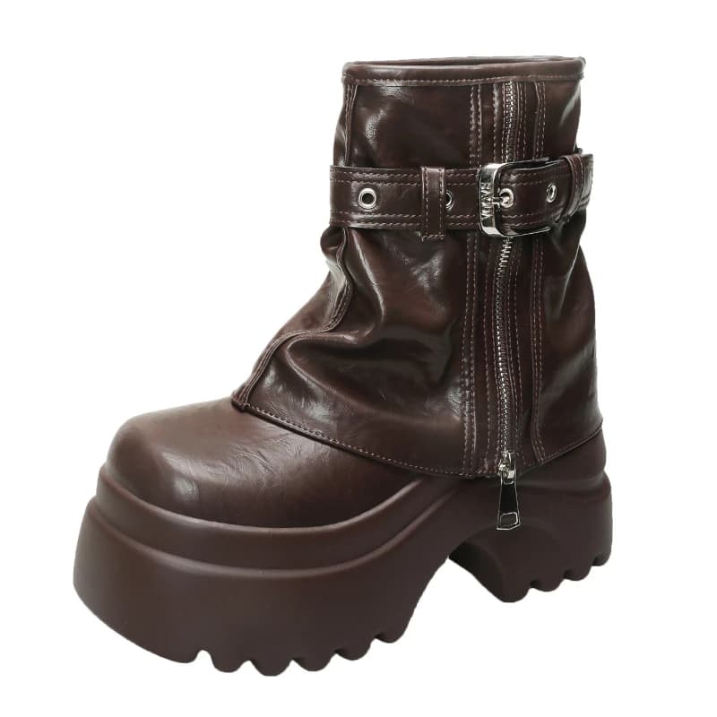 9CM Autunno Moda Scarpe con suola spessa per le donne Inverno 2024 Caldo versatile Altezza crescente Stivaletti Scarpe alte in pelle