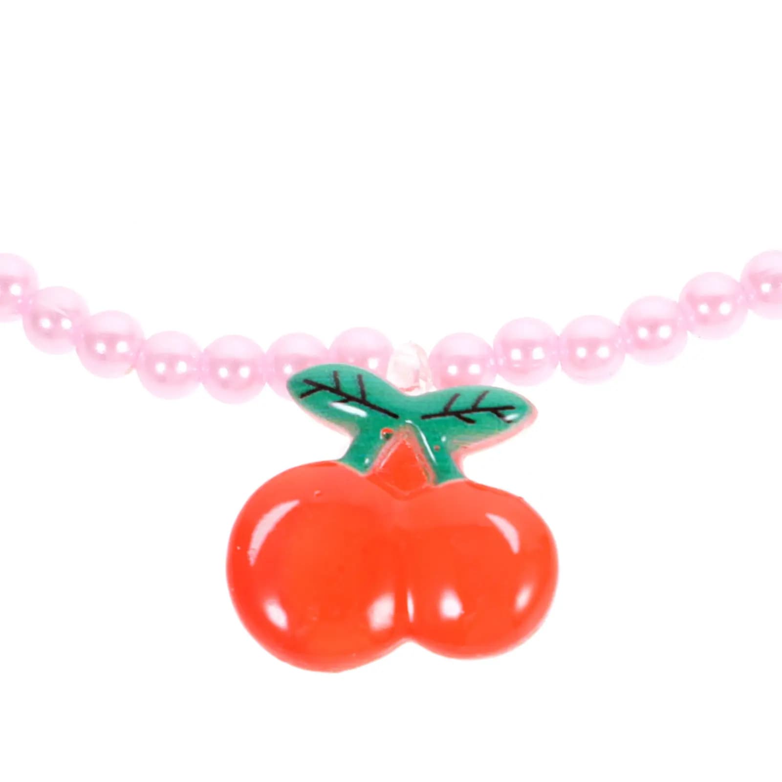 3Pcs Kids Cherry Necklace Simulated Pearl Pendant Eye-Catching Gloss Strong Strand for Little Girls Birthday Wedding Costume
