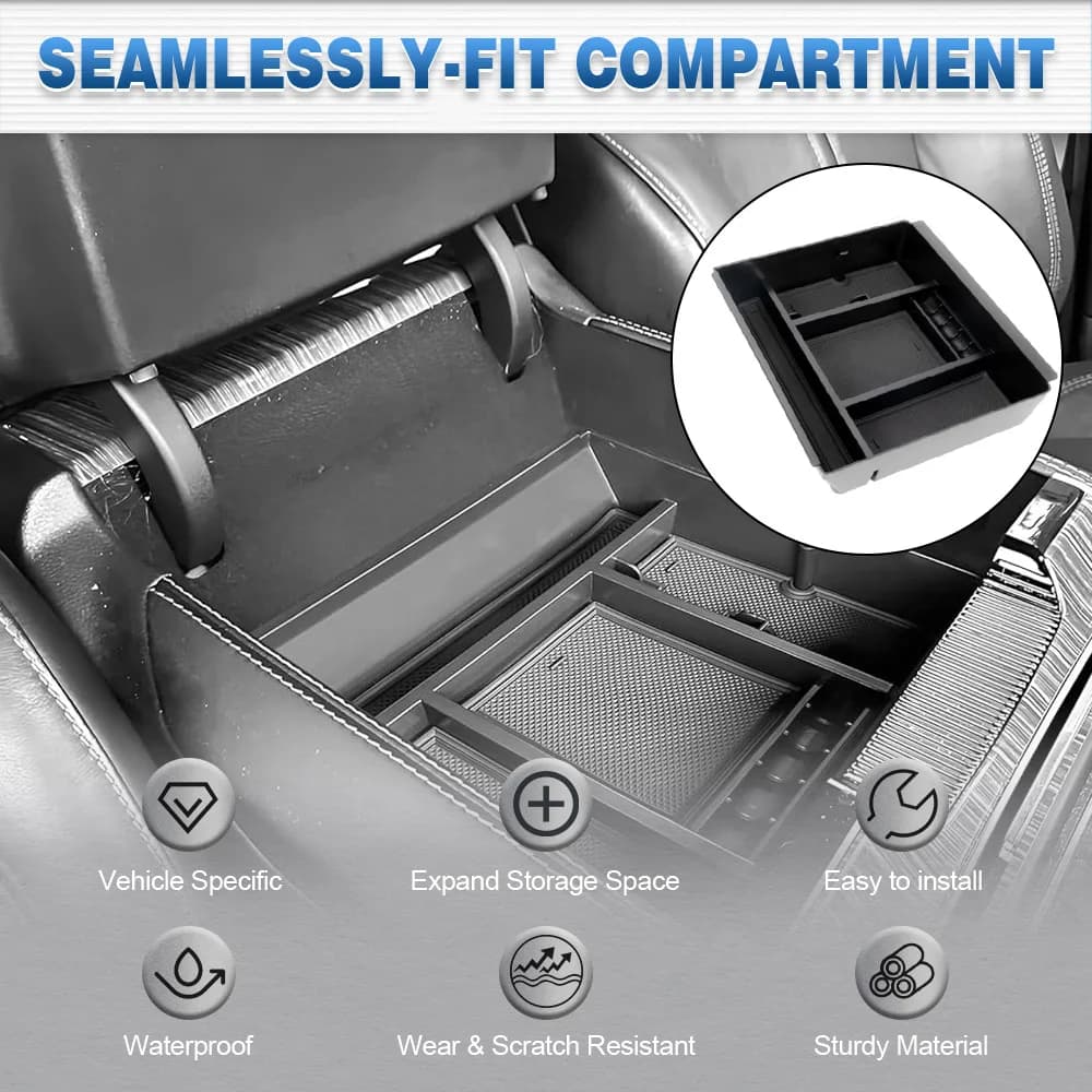 Organizer per vassoio portaoggetti per bracciolo anteriore posteriore per auto per Jeep Wagoneer/L 2022-2025 con tappetino Materiale: ABS