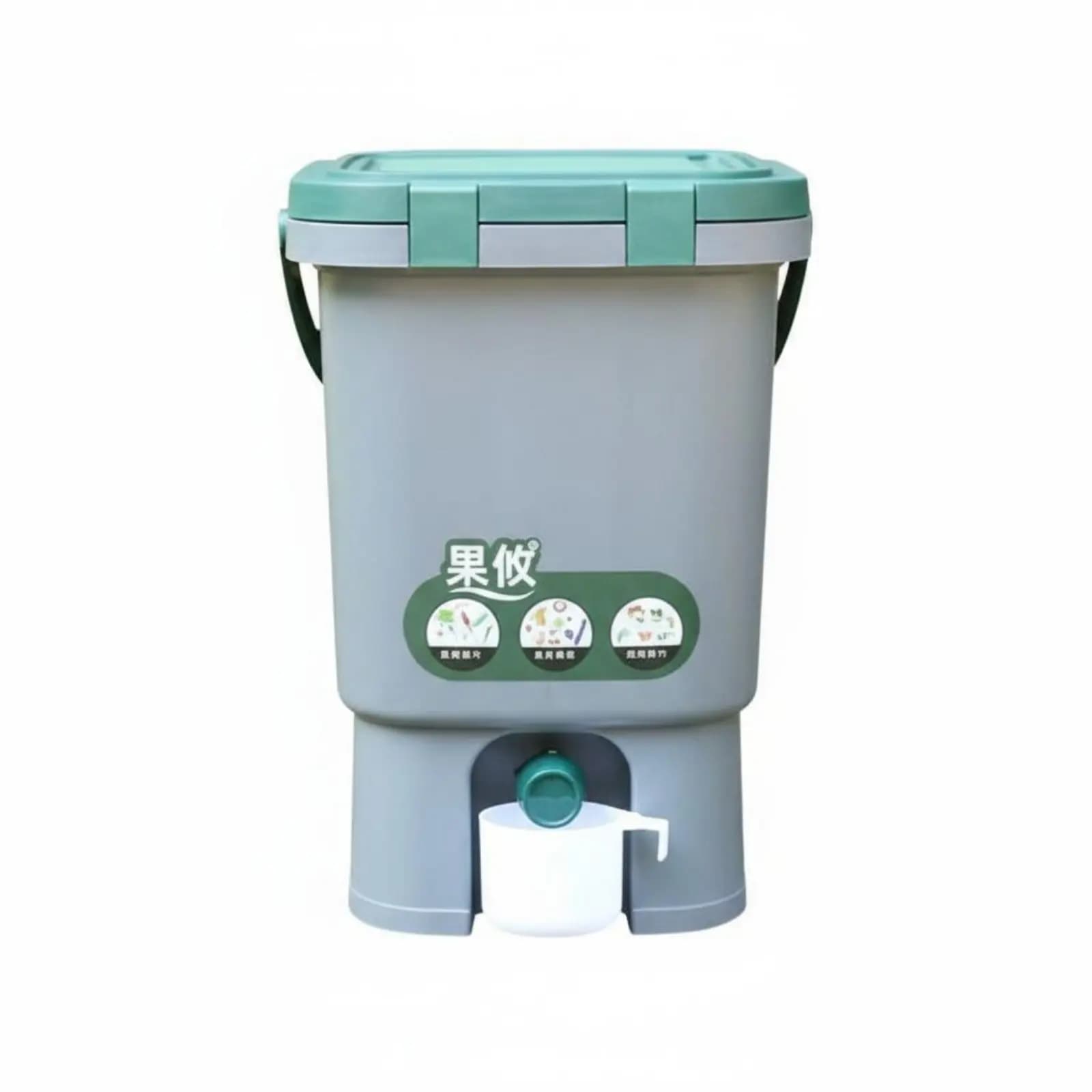 Compostiera Bokashi da 15L per Rifiuti Alimentari, Produce Nutriente Liquido per il Terreno, Fermentatore per Cucina con Chiusura Ermetica per Giardinieri