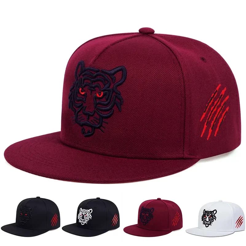Hip-hop Unisex Hats with Tiger Embroidery, Casual Baseball Caps Adjustable for Spring and Autumn, Trucker Hats, Sun Hats