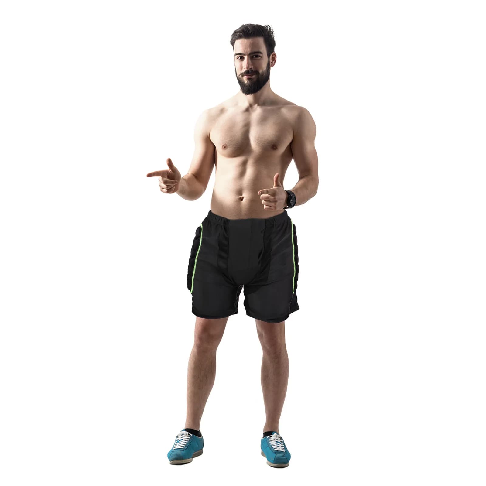 Men's Breathable Shorts for Downhill with 3D Protection Padded, Anca and Coccige Protection for Cycling and Mountain Bike, Open Sports