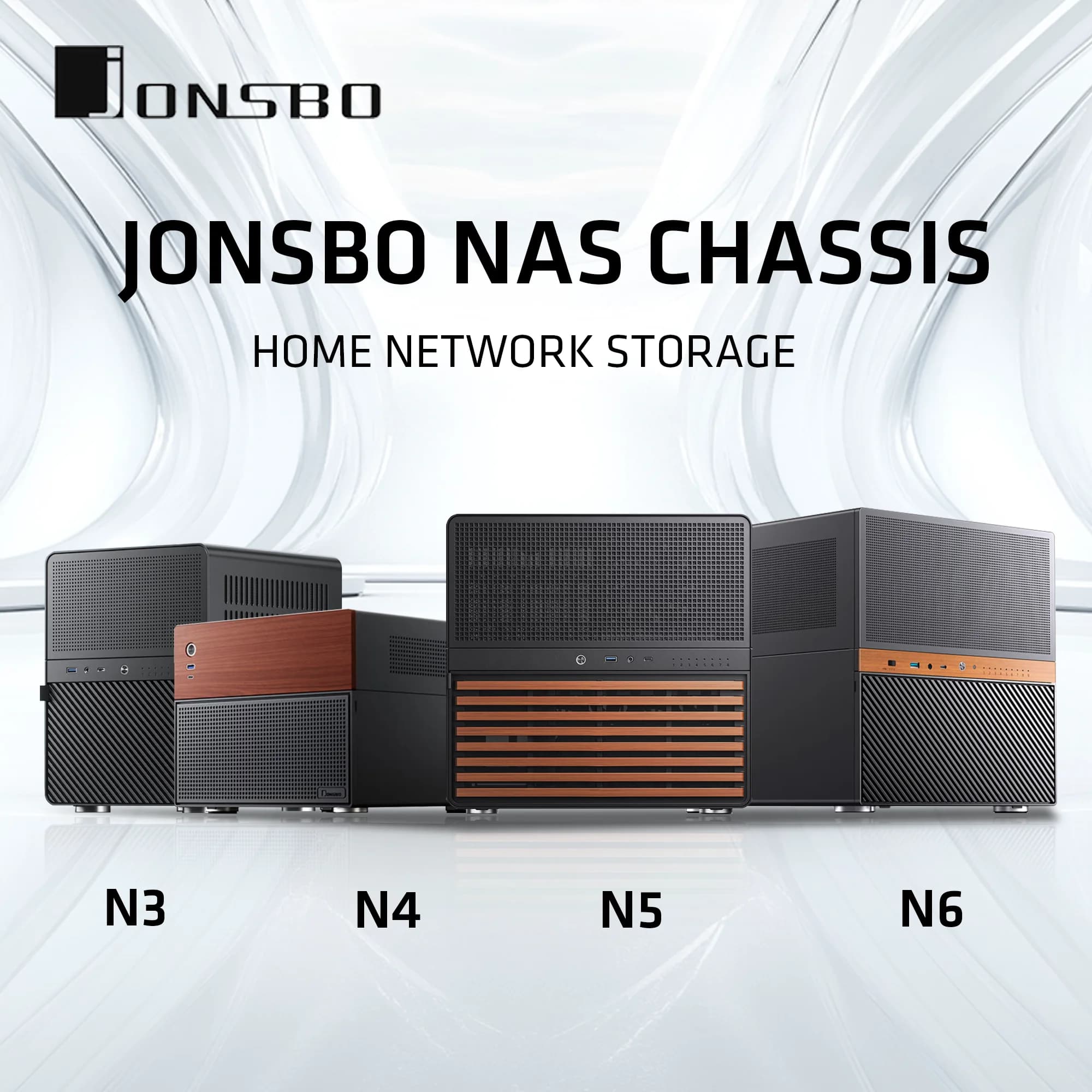 Chassis NAS JONSBO N3 N4 N5 N6 con Molteplici Alloggiamenti per Dischi, Adatto per Archiviazione Multimediale di Rete Domestica e Case per Computer da Ufficio
