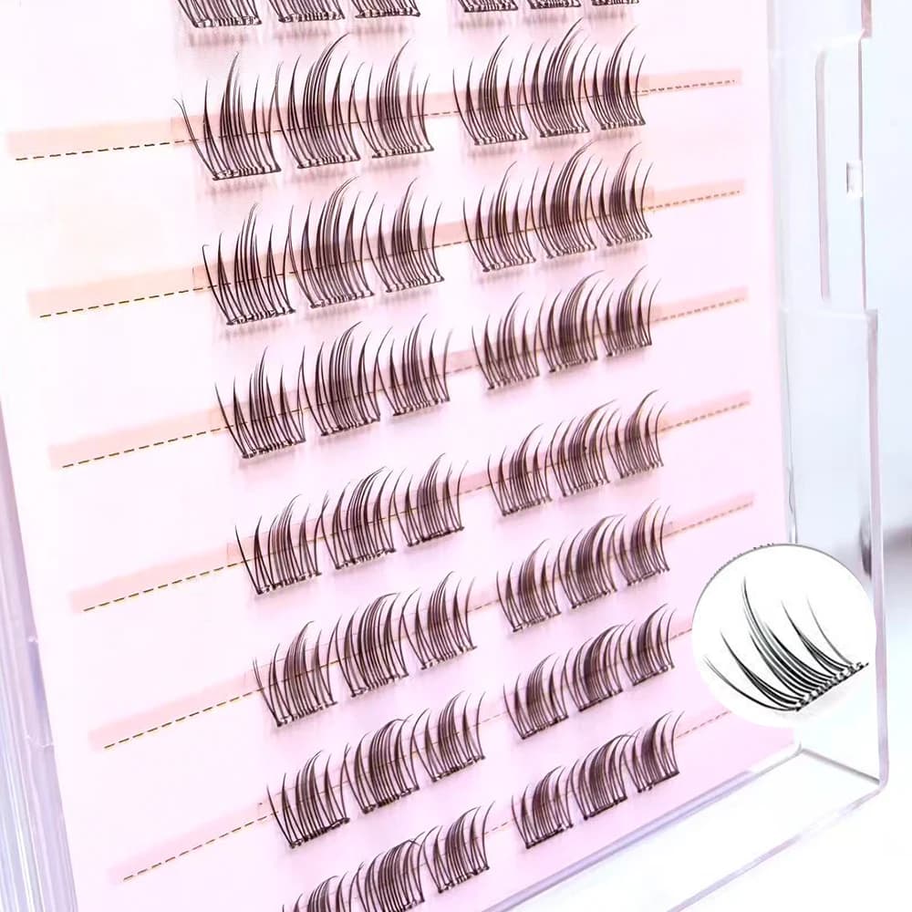 Ciglia Finte Voluminose Senza Colla a 10 File, Stile a Ciuffetti per Feste e Trucco Quotidiano