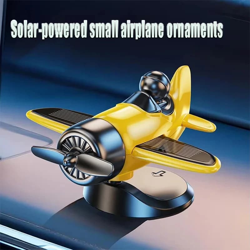 Rotating Ornament for Solar Energy Auto Dashboard, 360 Grade Aeroplane Ornaments for Aeroplane Shape Cars with Automatic Rotation, Car Interior Decoration