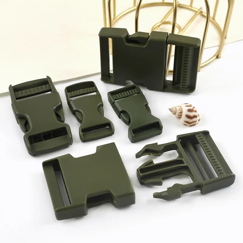 5 Pezzi Fibbie a Sgancio Rapido Verde Militare 20-50mm per Cinghie Borse, Zaini, Braccialetti in Paracord, Collari per Animali Domestici, Artigianato