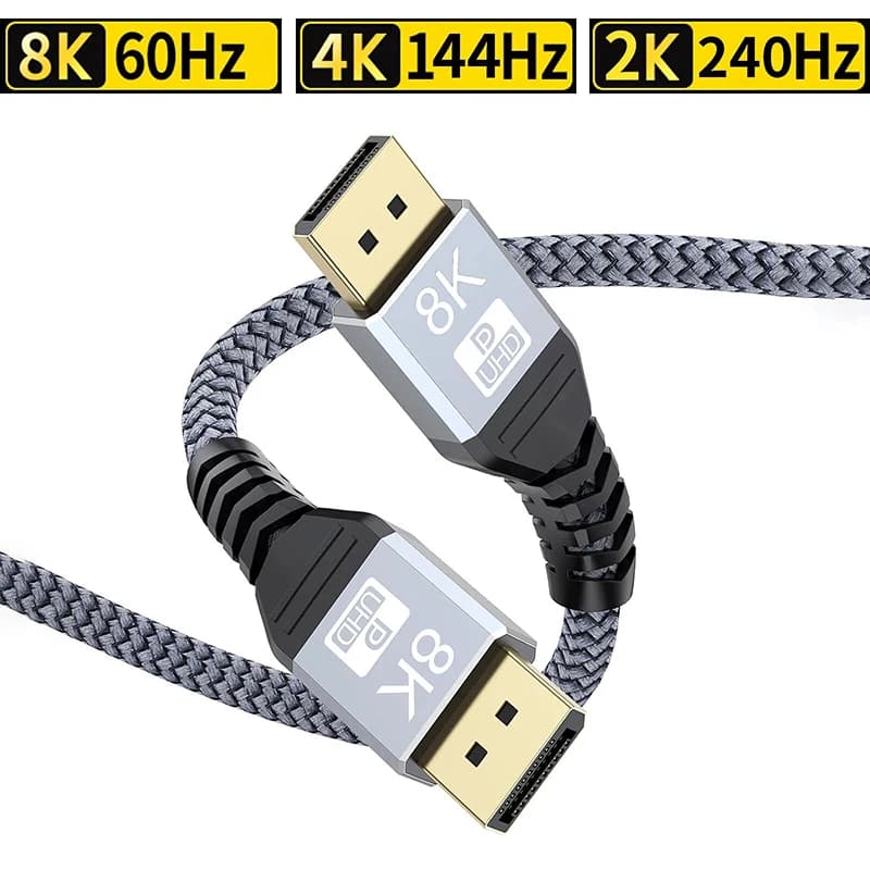 Cavo DisplayPort 8K DP1.4 2K 240Hz 8K 60Hz con Audio per PC, Laptop, TV Box, Proiettore, PS4, Monitor, Videogiochi