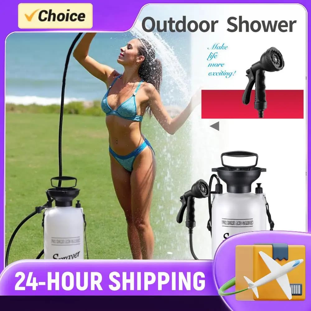 Doccia da Campeggio con Tubo Lungo 3 Metri, Spruzzatore d'Acqua Portatile, Pompa Multifunzionale per Escursionismo, Viaggi, Giardino e Spiaggia