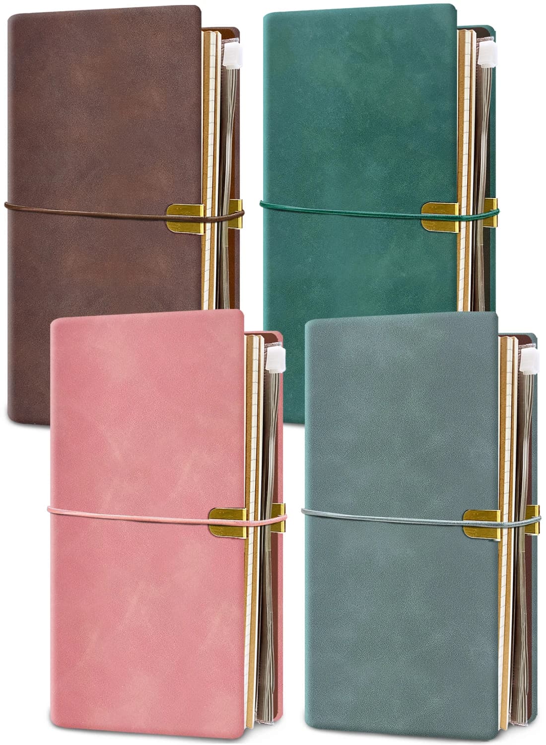 Vintage Soft Leather Travel Binder Notebook with Strap, 3 Replaceable Refills with Lined/Dotted/Blank Pages
