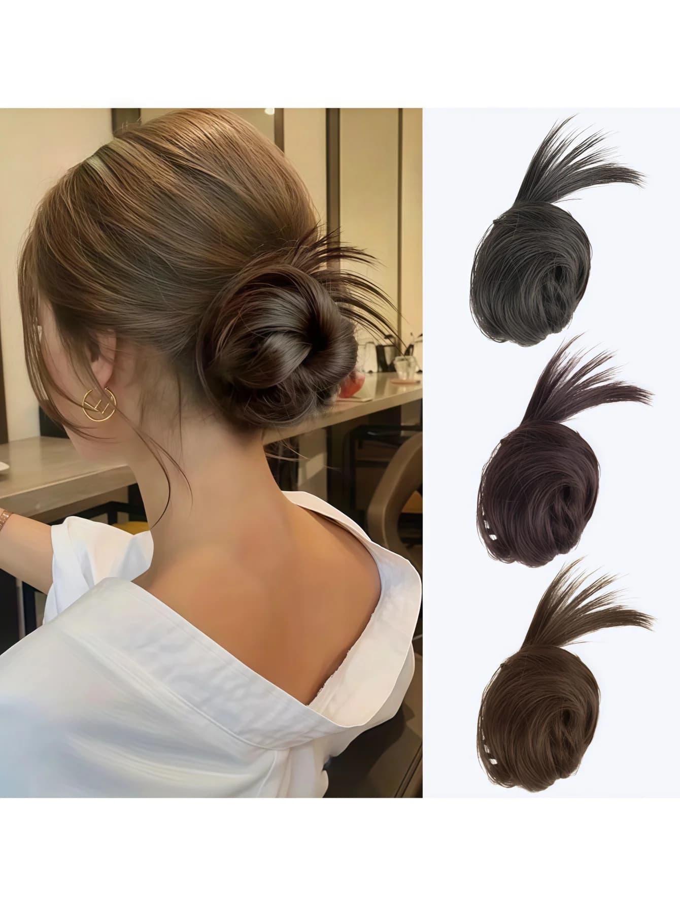 Simulated Hair Claw Clip, Rooster Feather Hair Claw, Integrated Bun Hairpiece, Rooster Feather Style Faux Hair Shark Clip