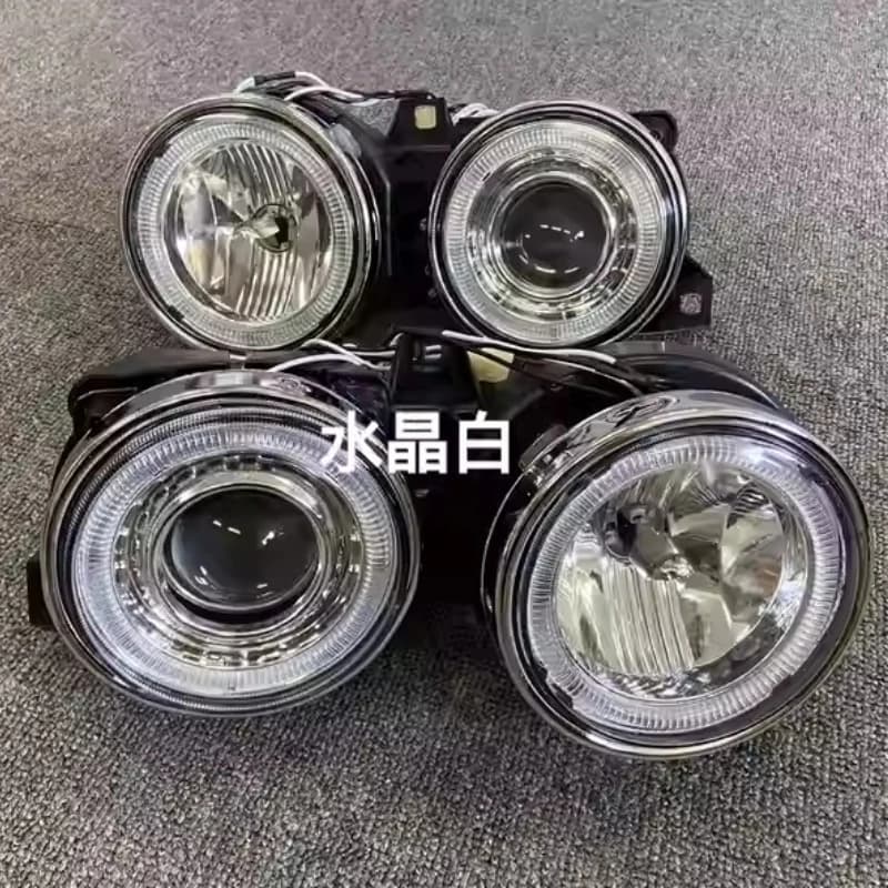 Faro Anteriore Bianco Cristallo per BMW E30 1983-1991, Faro Nero Cristallo con Indicatore di Direzione, Occhio d'Angelo e Luce Diurna