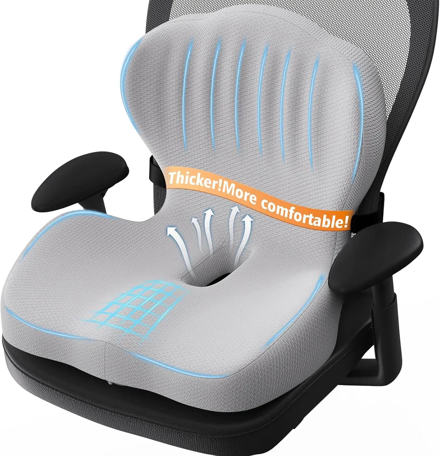 Cuscino Ergonomico in Memory Foam e Supporto Lombare per Sedia da Ufficio, Auto, Gaming, Sedia a Rotelle, Sollievo da Sciatica e Coccige