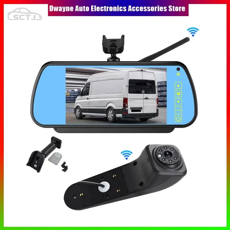 Kit telecamera wireless per specchietto retrovisore da 7 pollici 1080P, adatto per Volkswagen Crafter Sedan dal 2017 al 2024 e modelli simili.