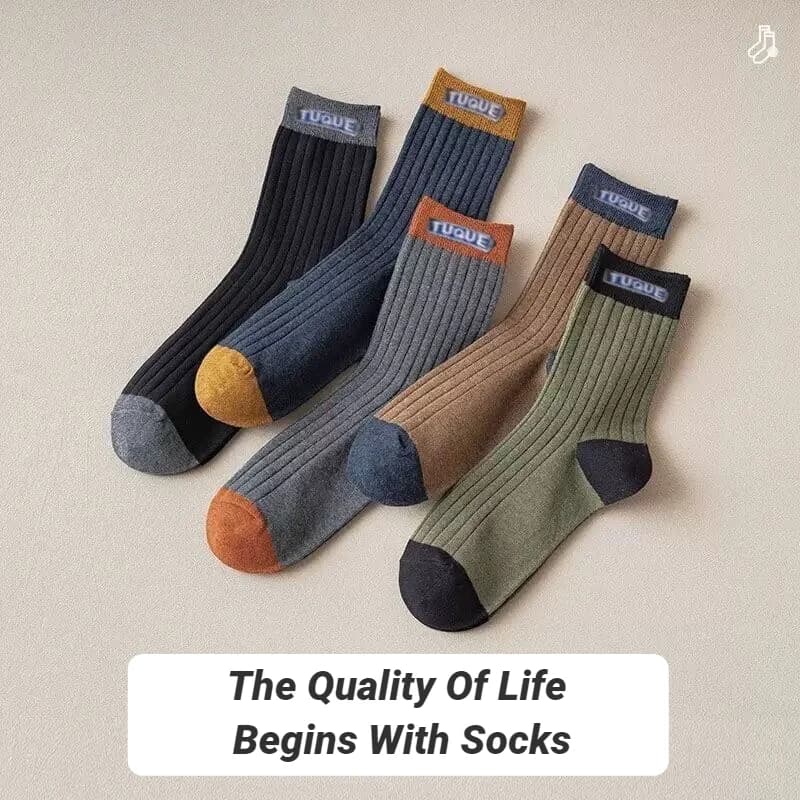 5 pairs of fashionable men's socks with color blocks, comfortable and breathable casual unisex socks for outdoor use by man for all seasons