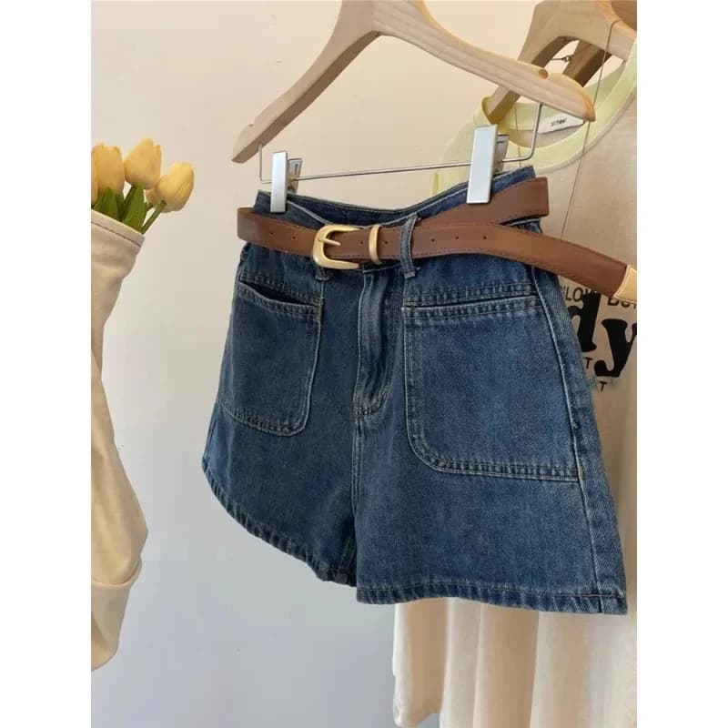 Shorts in Denim Y2K da Donna, Stile Vintage a Vita Alta, Comodi e Elasticizzati, Casual e Streetwear