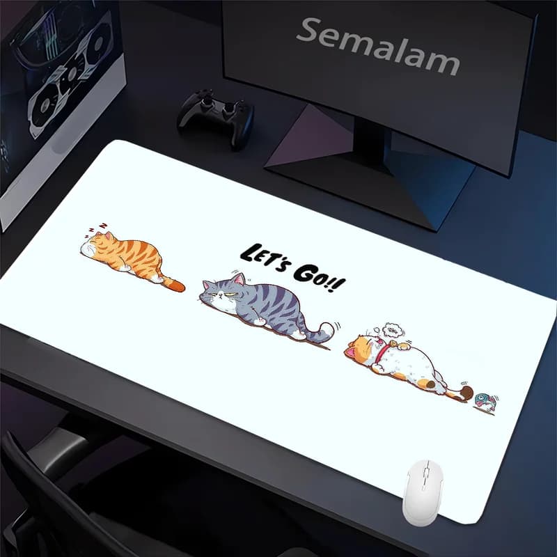 VAMMO!! Divertente Tappetino per Mouse da Gaming a Forma di Gatto, Base Antiscivolo in Gomma 35x60, Lavabile, per Giochi e Ufficio