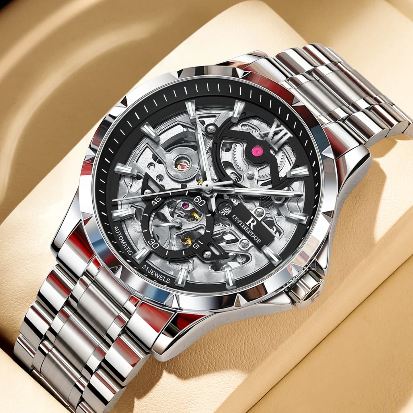 New Men's Mechanical Wrist Watch With Cable Skeleton Men's Fashion Business Watch Automatic Waterproof Men's Casual Sport Watches