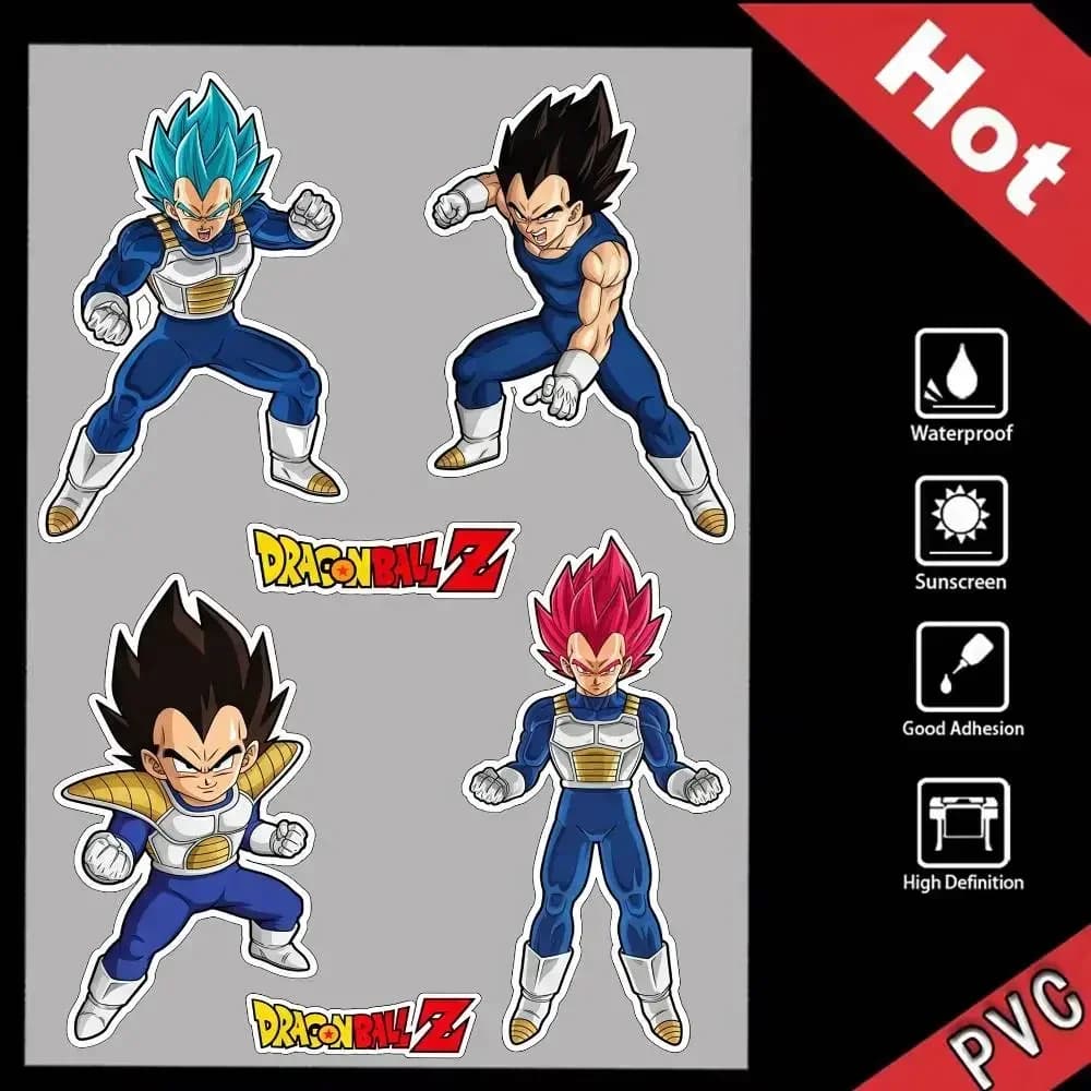 Adesivi Riflettenti DRAGON BALL Vegeta Goku, Impermeabili e Resistenti ai Graffi, per Moto, Auto, Casco, Frigorifero