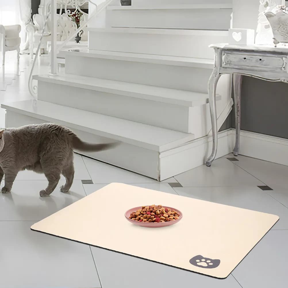 Tappetino Assorbente per Alimentazione Animali Domestici in Diatomite, Riutilizzabile, Lavabile, Antiscivolo, per Ciotole di Cibo e Acqua per Cani e Gatti, Senza Macchie, Facile da Pulire, Sottopiatto Spesso