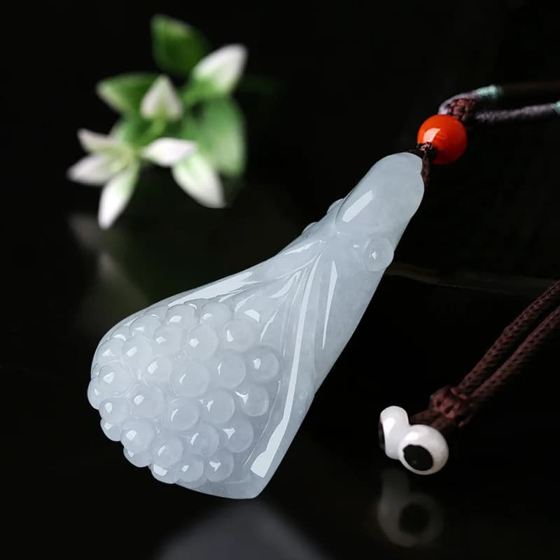 New fashionable Duo Zi Duo Fu Natural Myanmar A-grado Jadeite Orchidea Pendant Ice Seeds Jade Pendant Flower Piece Sihui Jade
